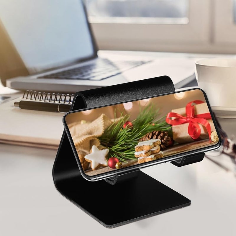 Aluminum Alloy Phone Stand 2 Pcs Black Mobile Holder Compatible with Smartphones for Desk Home Office - Image 3